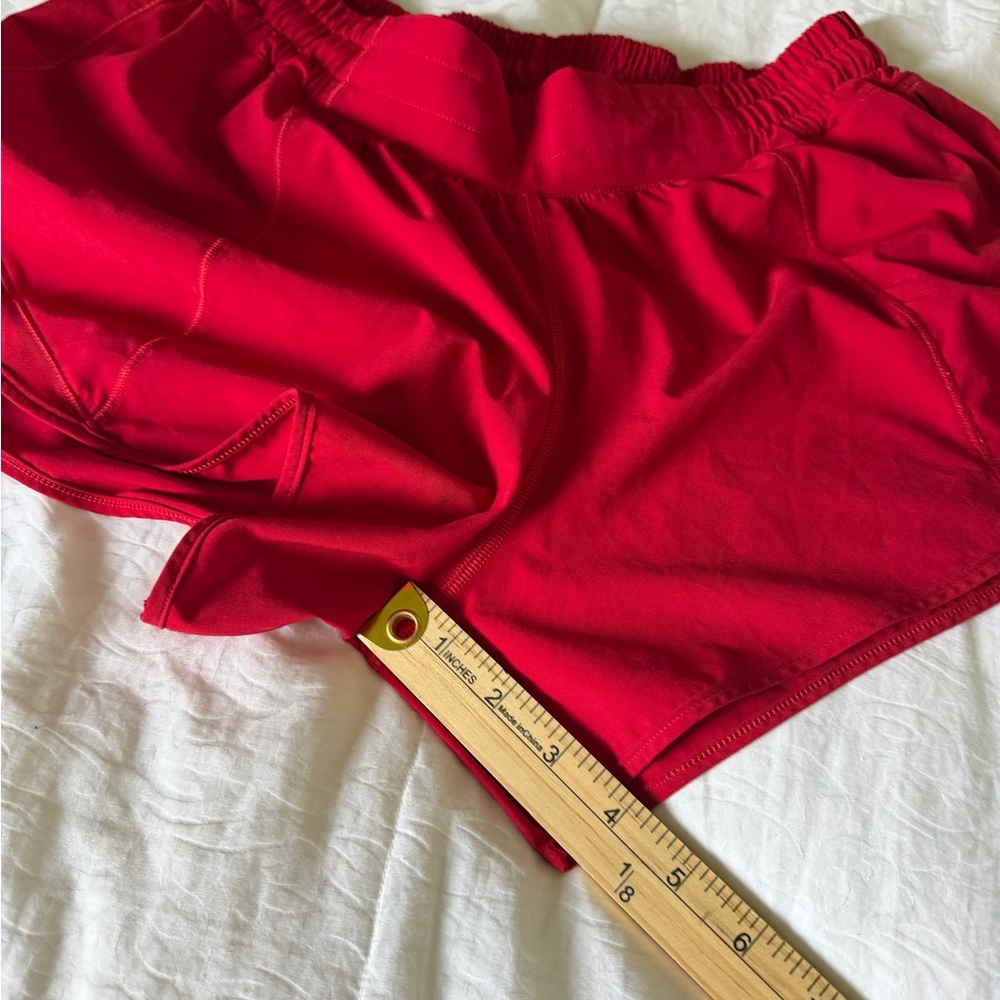 lululemon Red speed up running shorts built in liner SZ 10 hottie hot - Picture 9 of 9
